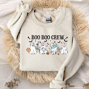 Boo Boo Crew Sweatshirt, Funny Nurse Crewneck Nursing Gift, Ghost Nurse